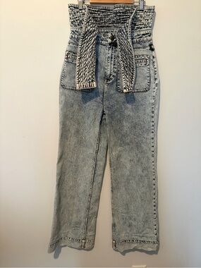 ULLA JOHNSON High-Waist Tie-Belt Wide-Leg Jeans - Light Acid Wash Blue - 6
